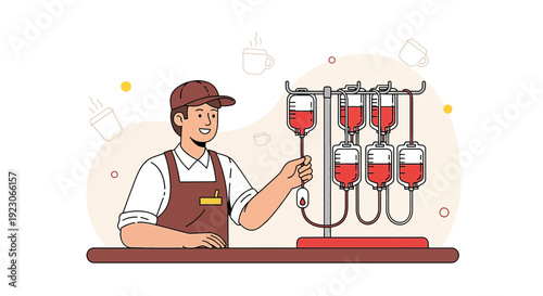 Barista Serves Coffee Bags as IV Drips