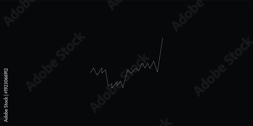 Abstract representation of a fluctuating data line on a dark background, showing a sharp upward trend at the end.