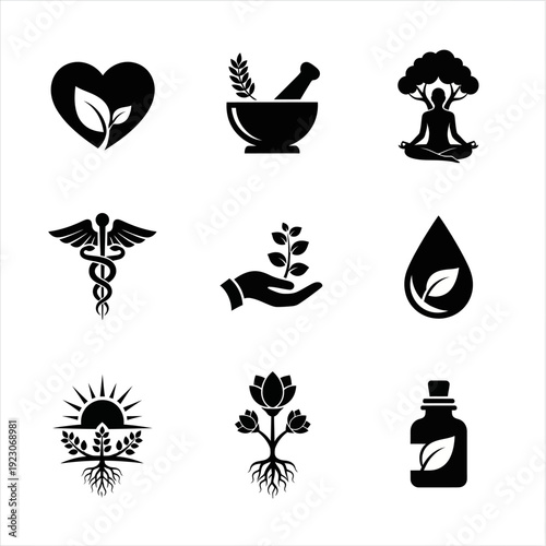 Set of Healthcare and Wellness Icons.