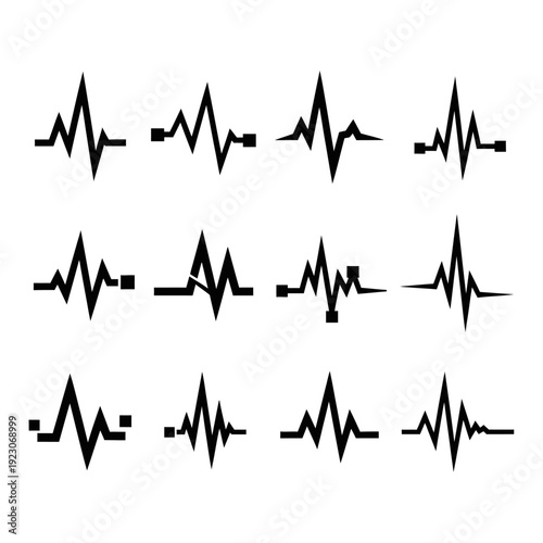 Set of Heartbeat Line Graphics.
