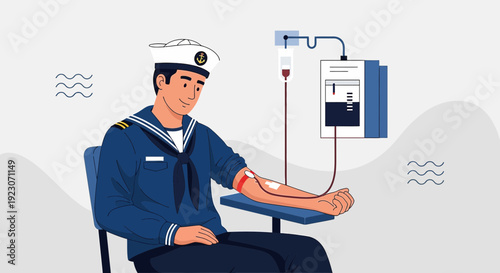 Sailor Donates Blood, Medical Procedure, Healthcare Concept