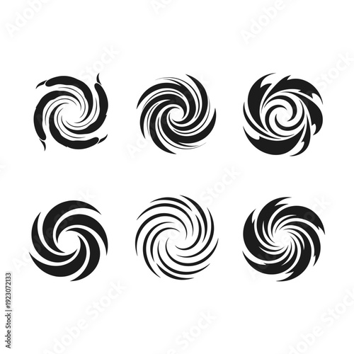 Set of Six Swirling Vortex Icons.