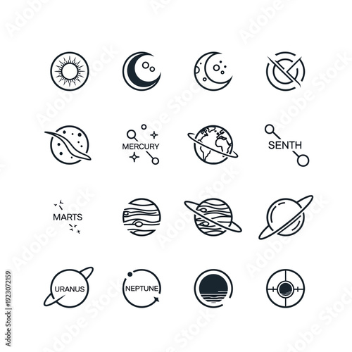 Set of Space and Planet Icons.