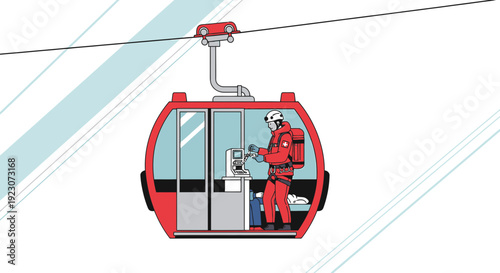 Paramedic in Ski Gondola Performing Medical Procedure