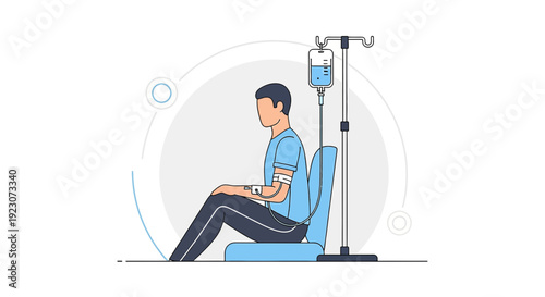 Patient Receiving IV Drip Infusion Treatment in Clinic