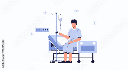Patient Receiving IV Drip Treatment in Hospital Bed