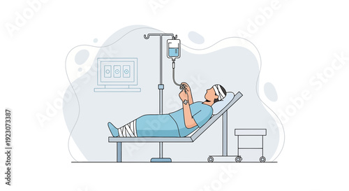 Patient Receiving IV Drip Treatment in Hospital Bed