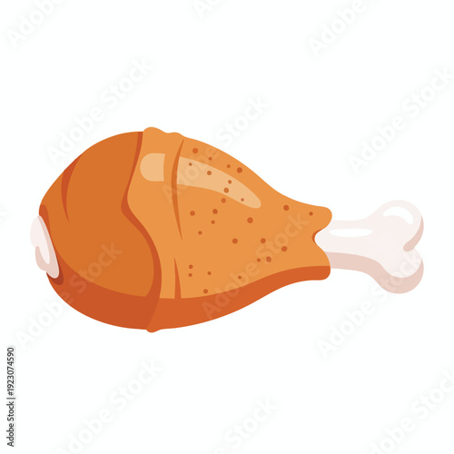 Juicy Delicious Roast Chicken Leg with Crispy Skin on a White Background