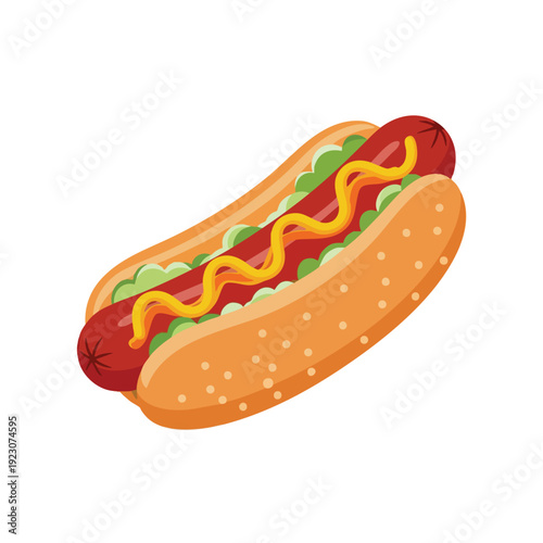 Delicious Hot Dog Sandwich with Toppings on a Bun for Fast Food Meals