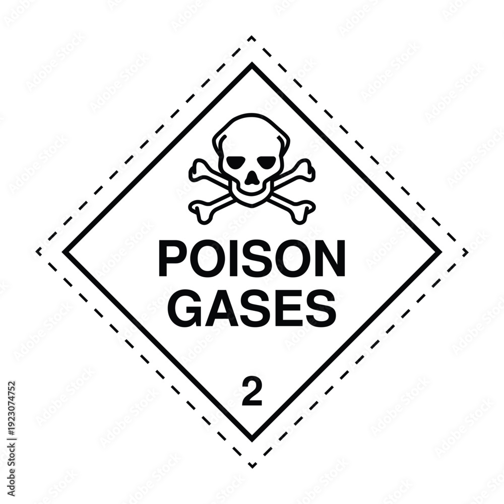 Obraz premium Poison Gas Hazard Label Class 2 – Toxic Gas Dangerous Goods Warning Placard for Transport, Shipping, Storage and Industrial Safety Compliance