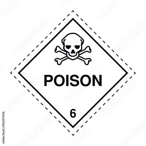 Poison Hazard Label Class 6.1 – Toxic Substance Dangerous Goods Warning Placard for Transport, Storage, Shipping and Industrial Chemical Safety Compliance