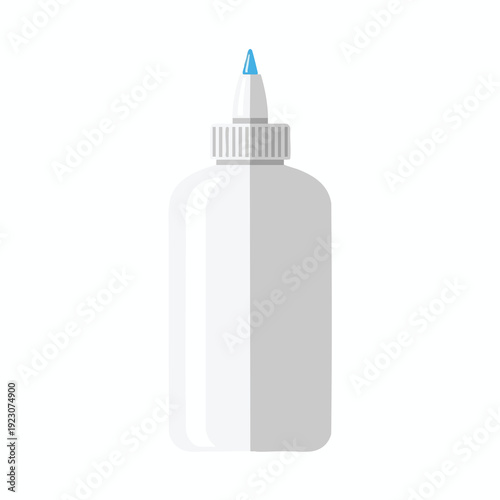 Close Up of a Classic White Glue Bottle with Blue Tip for Craft Projects