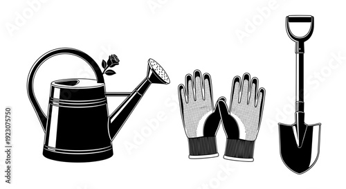 Gardening tools and accessories on for landscaping