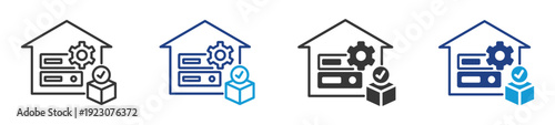 data warehouse icon set multiple style collection	