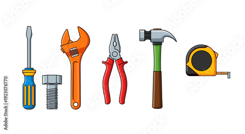 A set of various colorful tools for repair and construction
