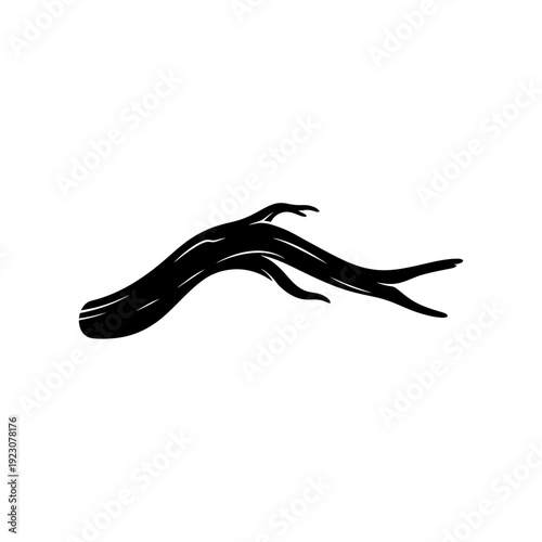 Black silhouette of a gnarled tree branch.