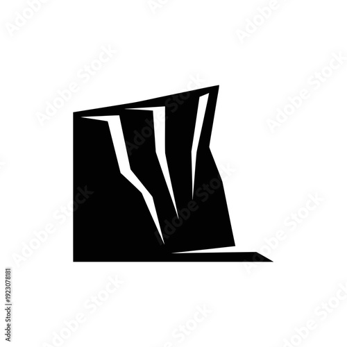 Black Silhouette of a Jagged Cliff Face.