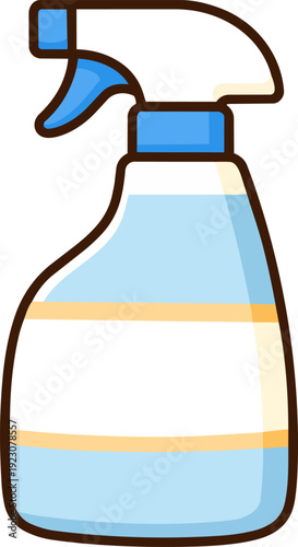 Illustration of a spray bottle with a simple, clean design, featuring a blue and white color scheme. Ideal for cleaning or household-related themes.