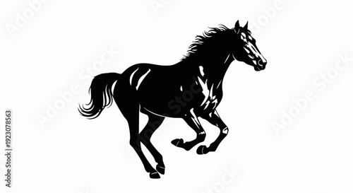 Majestic Black Horse Galloping Freely in a Dynamic Silhouette.
