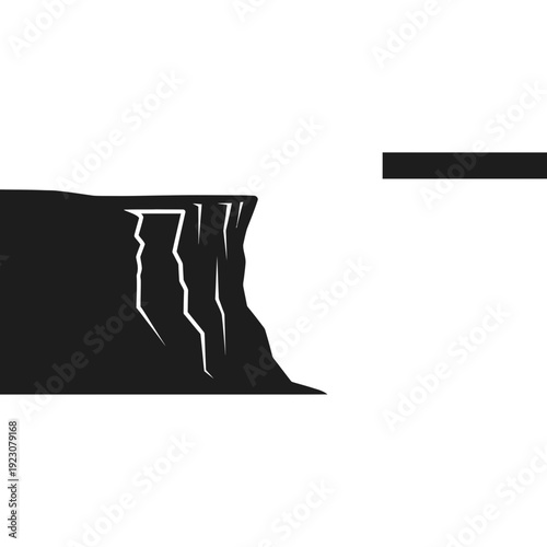 Cliff edge silhouette with a horizontal line.