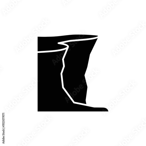 Cliff Face Silhouette Icon.