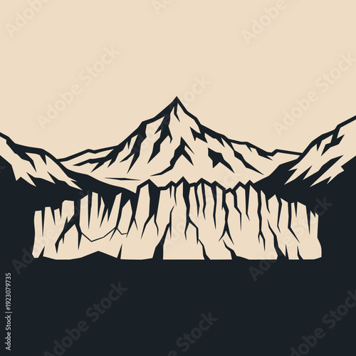 Majestic Mountain Range with Glacial Ice Formation.