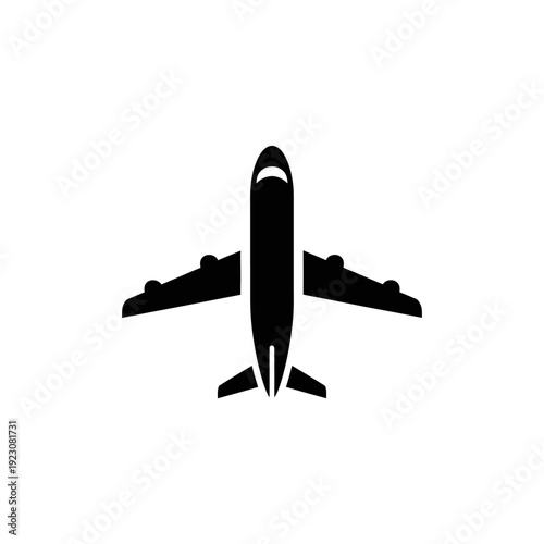 Airplane Icon Top View Silhouette.