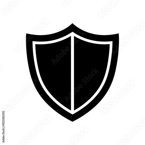 Black Shield Icon Symbol.