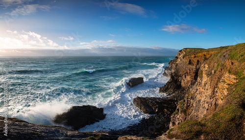 Tides Hitting The Shore On A Cliff