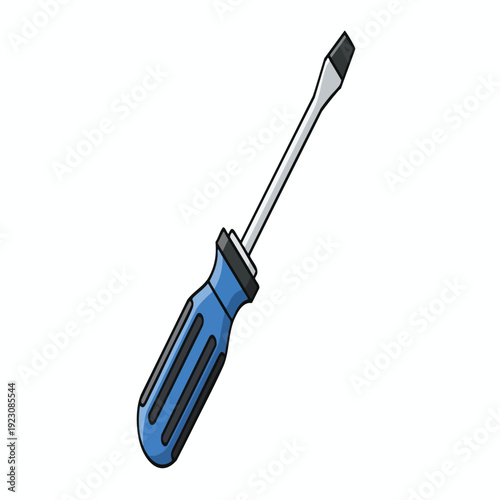 Blue Screwdriver Tool on White Background
