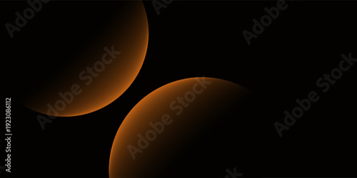 Planet eclipse, glowing flare on the horizon, sunrise over the globe. Crescent planet edge. Vector illustration