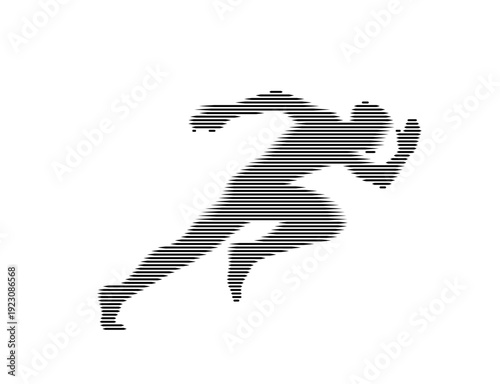 Digital Glitch Style Runner Silhouette Vector Graphic