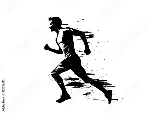 Modern Stylized Silhouette of Man Running Fast