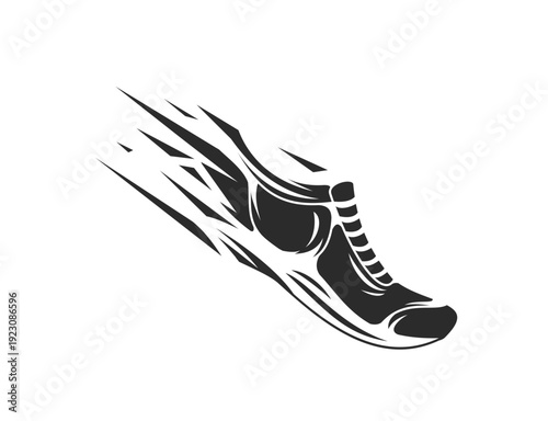 Running Shoe with Speed Lines Icon Vector Design