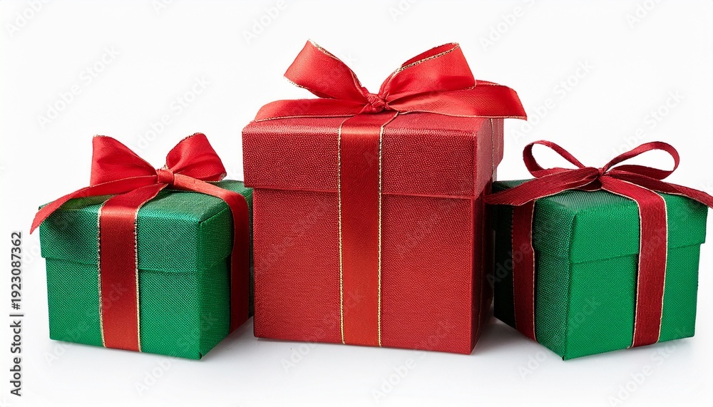 Obraz premium Green And Red Gift Boxes Isolated On Transparent Background Christmas Or New Year Present