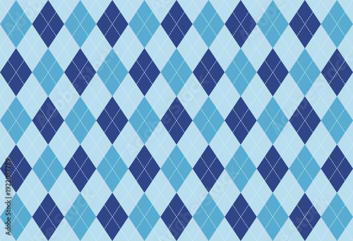 Argyle pattern seamless background in navy, medium and light icy blue for sweaters and smart casual fashion
