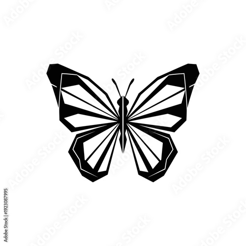 Geometric Butterfly Silhouette Vector Art.