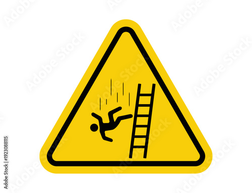 Warning Sign for Falling Hazard from Ladder Vector