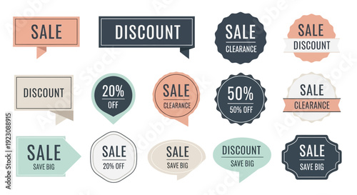 Collection of sale and discount badges for promotional or advertising purposes