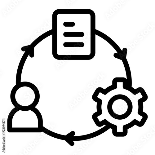 work process outline icon. circular task flow. system routine. business method