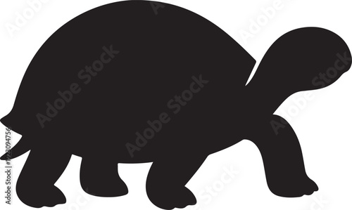  Black turtle silhouette walking isolated on a white background.

