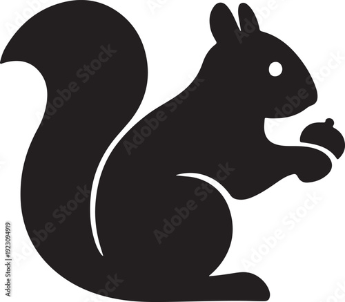 Squirrel Silhouette Side View Minimal Vector