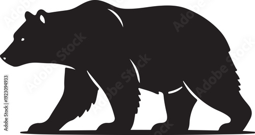 Wild Bear Silhouette Side View Vector Illustration