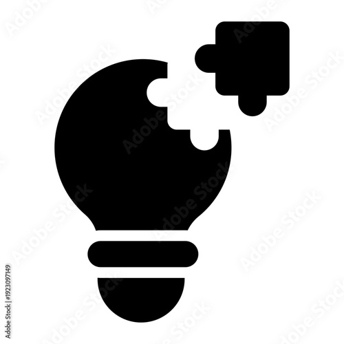 problem solving glyph icon. puzzle bulb concept. idea solution. business strategy
