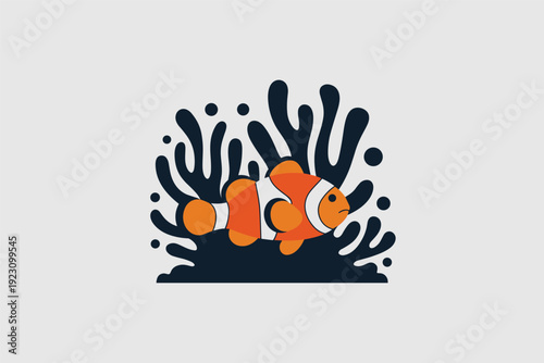 Vibrant clownfish swimming near coral reef in ocean depths