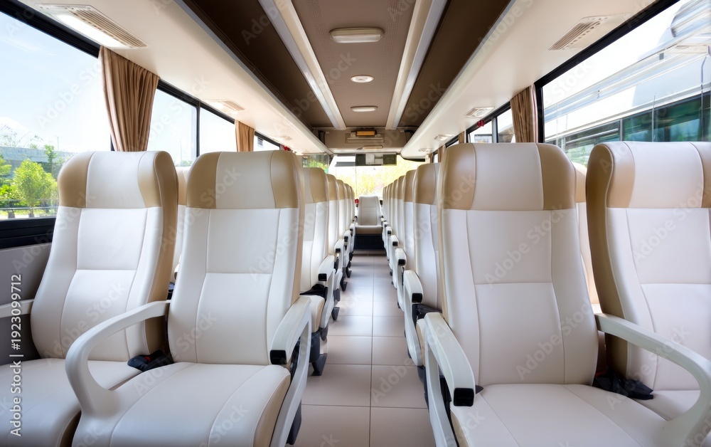 Obraz premium Spacious and Modern Interior of an Elegant Passenger Vehicle with Clean Lines