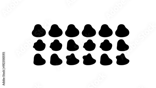 Vector illustration of collection of various black stones or pebbles on a transparent background
