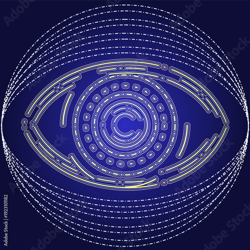 Vector illustration of an artificial eye as symbol of the vision of an artificial intelligence