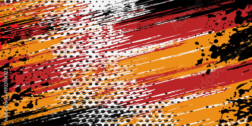 Sublimation jersey design vector grunge brush splash background, techno sporty elements wallpaper, black white yellow pink color combination, sportswear shirt. eps 10