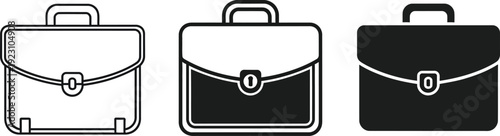 a monochrome depiction of three different briefcase styles shown in varying shades of gray highlighting design variations high quality professional detailed